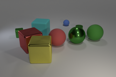 Example CLEVR scene: 3D objects of different colors, shapes, and materials.